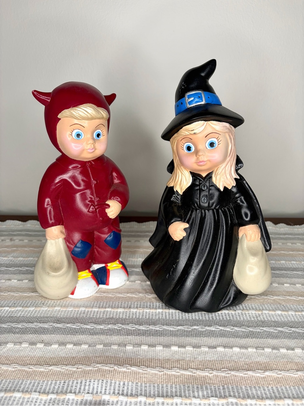 Vintage Halloween Hand Painted Ceramic Figures Set of 2